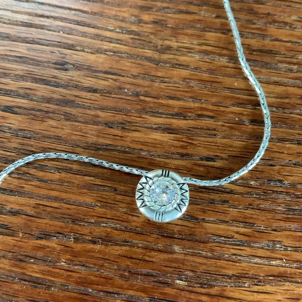 Brighton Reversible Silver Necklace - amber and clear stones - Picture 2 of 14
